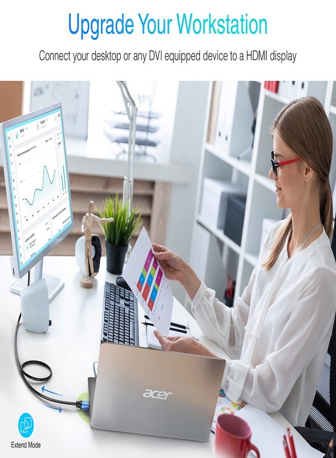 بلو ريجر كابل BlueRigger HDMI إلى DVI (طول 6 أقدام، عالي السرعة، محول ثنائي الاتجاه ذكر إلى ذكر، DVI-D 24+1، 1080p، غلاف من الألومنيوم) - متوافق مع Raspberry Pi وRoku وXbox One وPS5/PS4/PS3 وبطاقة الرسومات - Image 3